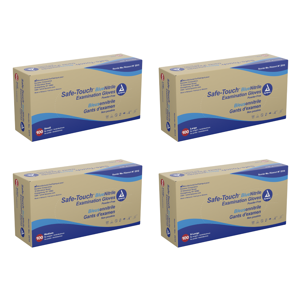 Safe-Touch? Blue Nitrile Exam Gloves- Powder-Free
