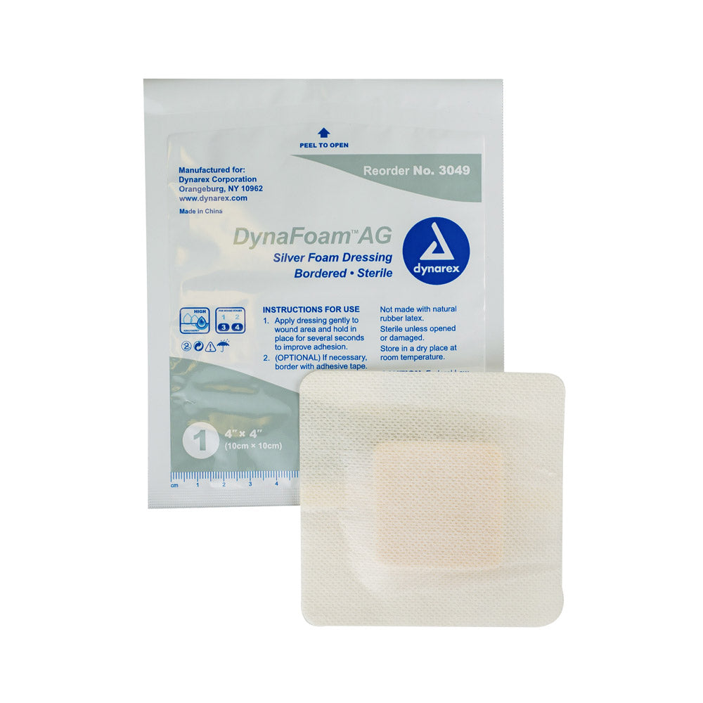 DynaFoam? AG Bordered Silver Foam Dressing - 4"x4"