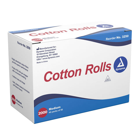 Dynarex Cotton Rolls #2 Medium - Dental Care Dynarex Cotton Rolls #2 Medium - Dental Care