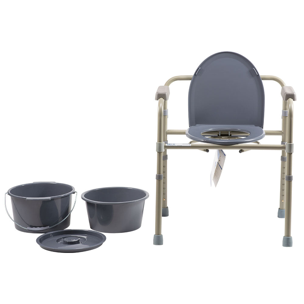 Dynarex Folding Bedside Commode - Steel