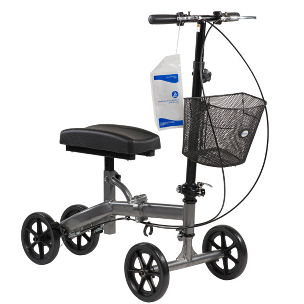 Steerable Knee Walker with Basket, Silver Vein, 1pc Per cs - 1