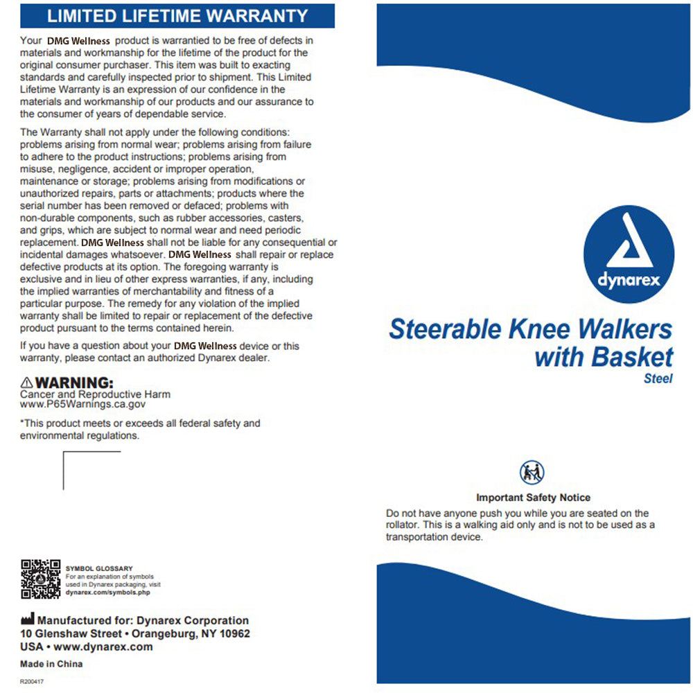 Steerable Knee Walker with Basket, Silver Vein