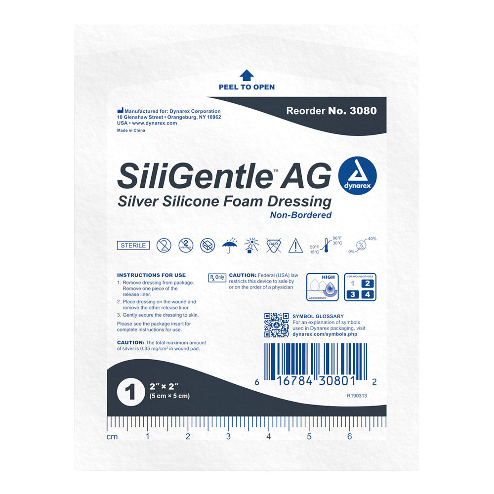 SiliGentle? AG Silver Silicone Bordered Foam Dressing