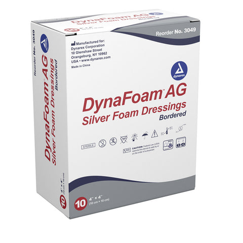 DynaFoam? AG Bordered Silver Foam Dressing - 4"x4"