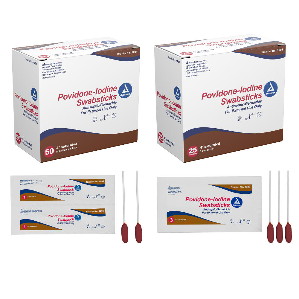 Povidone-Iodine Swabsticks, 1, 3 swabstick per packet