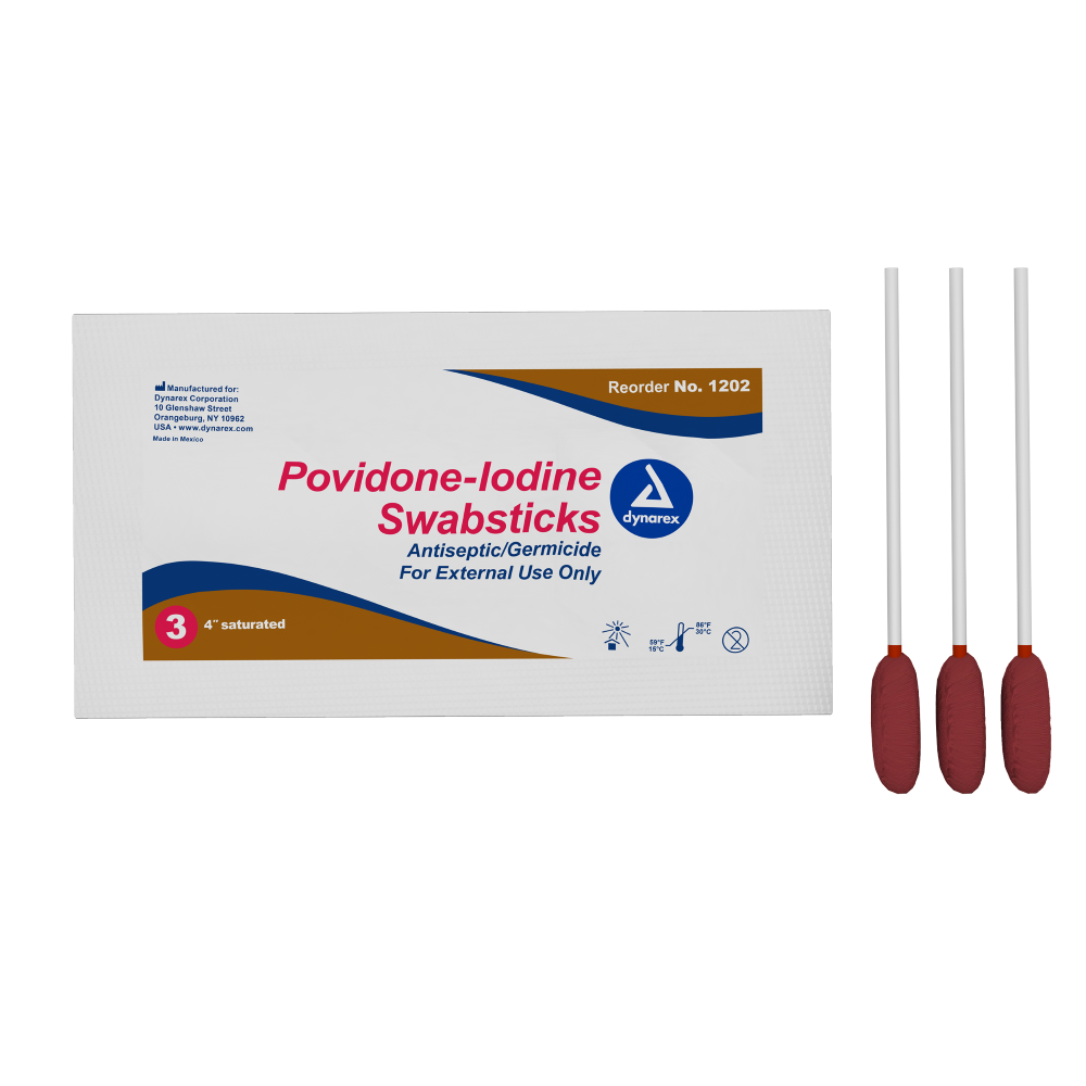 Povidone-Iodine Swabsticks, 1, 3 swabstick per packet