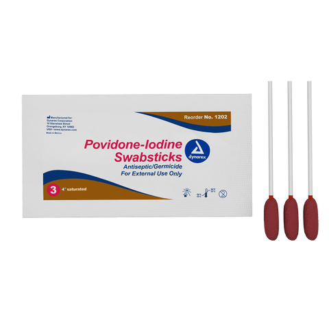 Povidone-Iodine Swabsticks, 1, 3 swabstick per packet