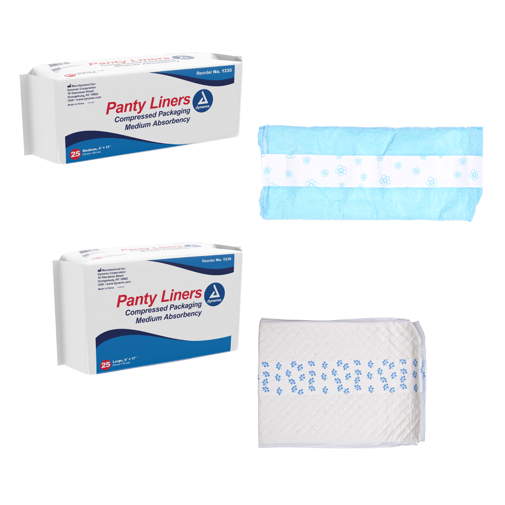 Panty Liners, Sq End w/Adhesive Tab 4" x 11" (21 g)