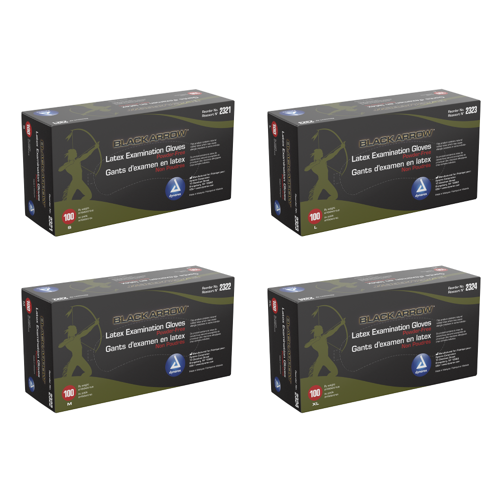 Black Arrow? Latex Exam Gloves- Powder-Free