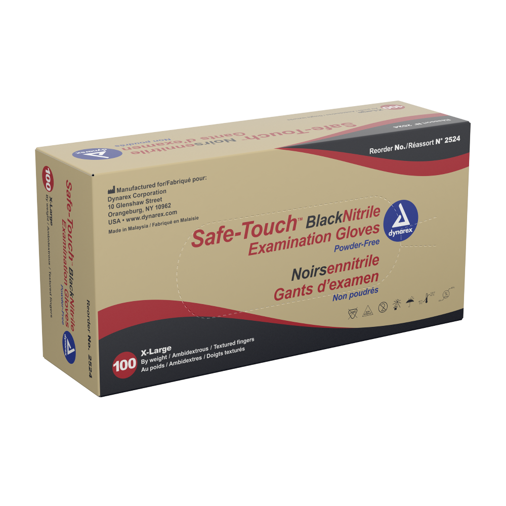 Safe-Touch? Black Nitrile Exam Gloves- Powder-Free