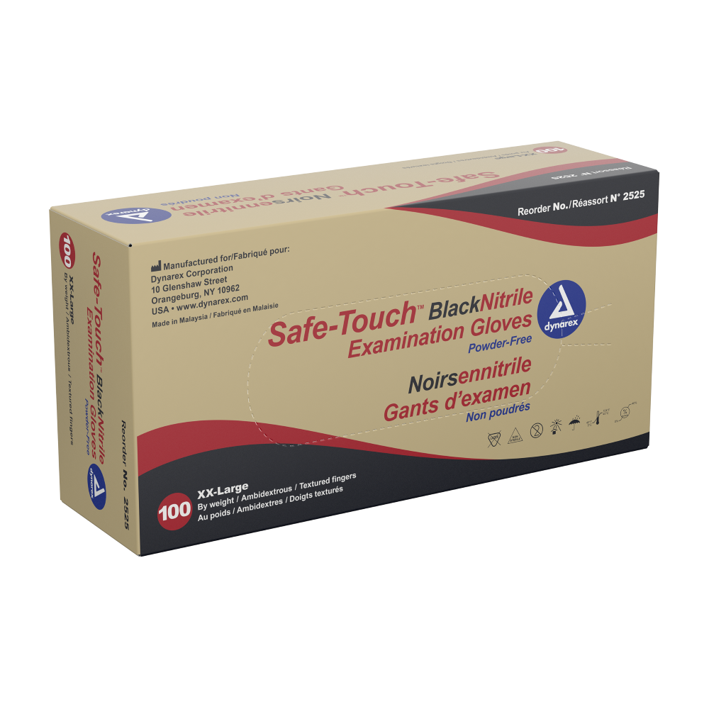 Safe-Touch? Black Nitrile Exam Gloves- Powder-Free