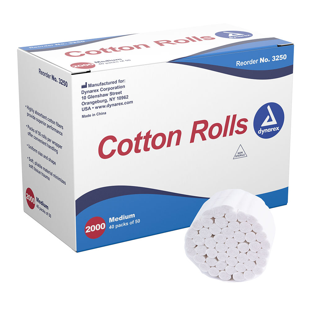 Dynarex Cotton Rolls #2 Medium - Dental Care