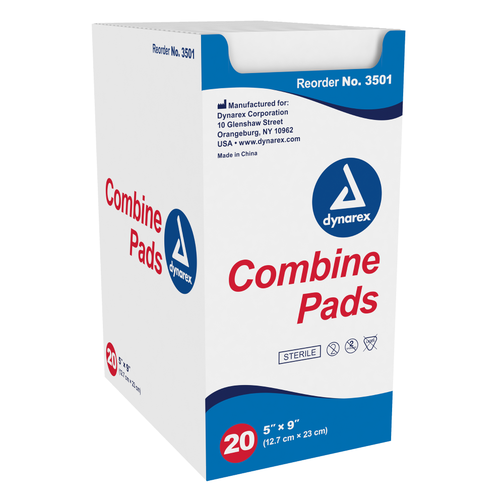 Combine Pads 1/Pouch - Sterile, (5" x 9", 8ƒ?? x 10ƒ??, 8ƒ?? x 7 1/2ƒ??)