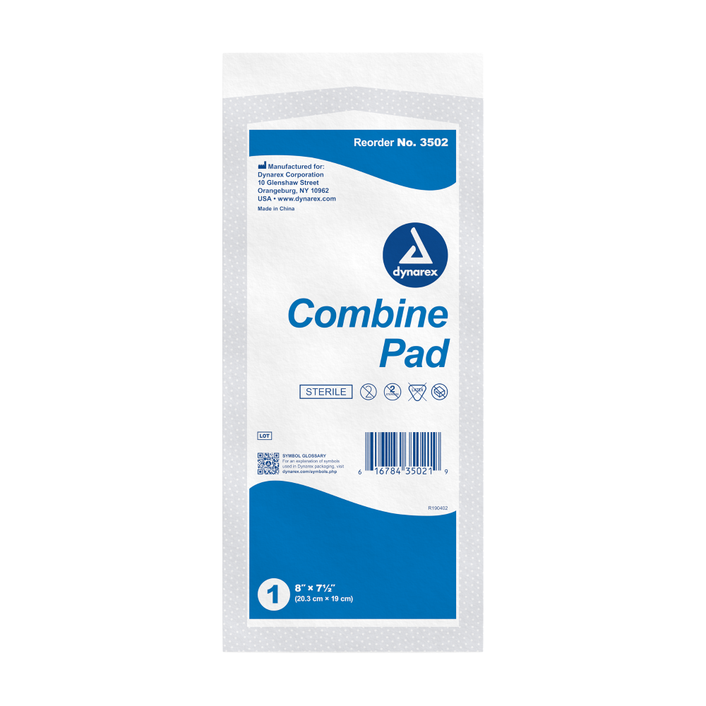 Combine Pads 1/Pouch - Sterile, (5" x 9", 8ƒ?? x 10ƒ??, 8ƒ?? x 7 1/2ƒ??)
