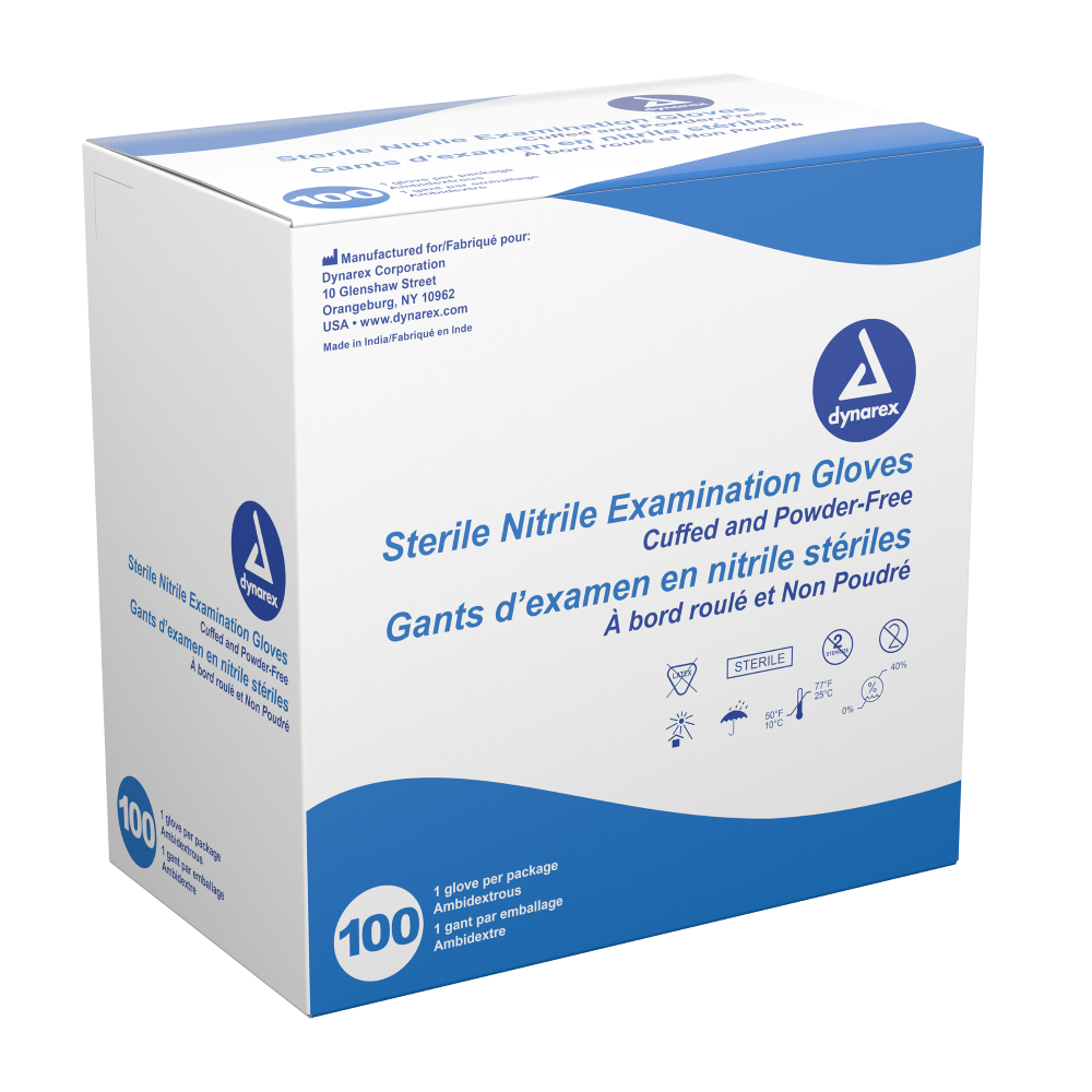 Sterile Nitrile Examination Gloves- Powder Free - Singles, Pairs