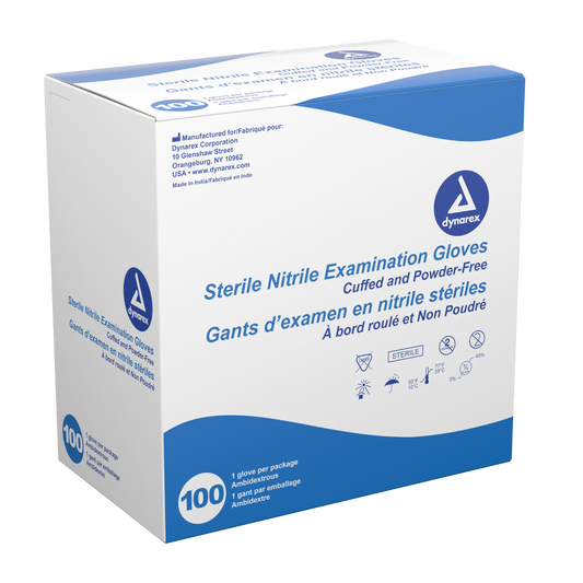Sterile Nitrile Examination Gloves- Powder Free - Singles, Pairs
