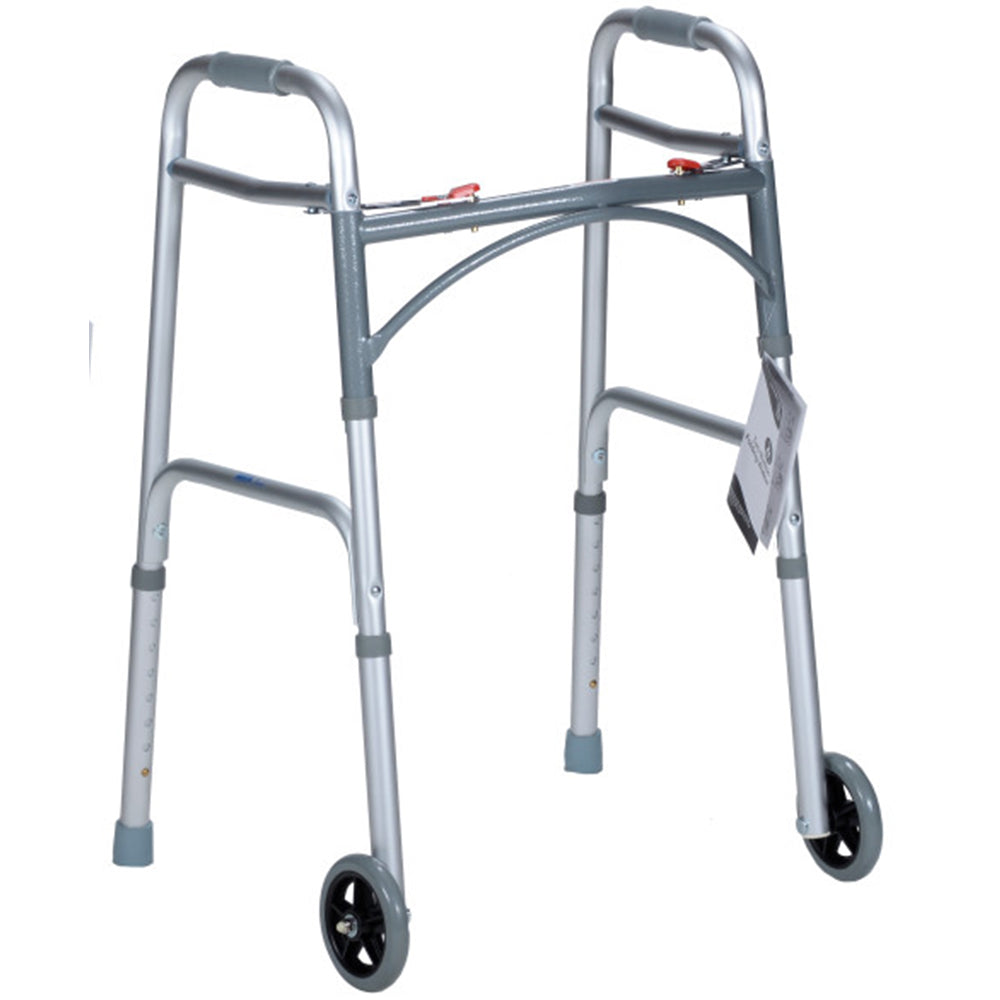 Junior Two Button Folding Walker with 5" Wheels, (25.5”-32.5”), 1pc/bag - 1