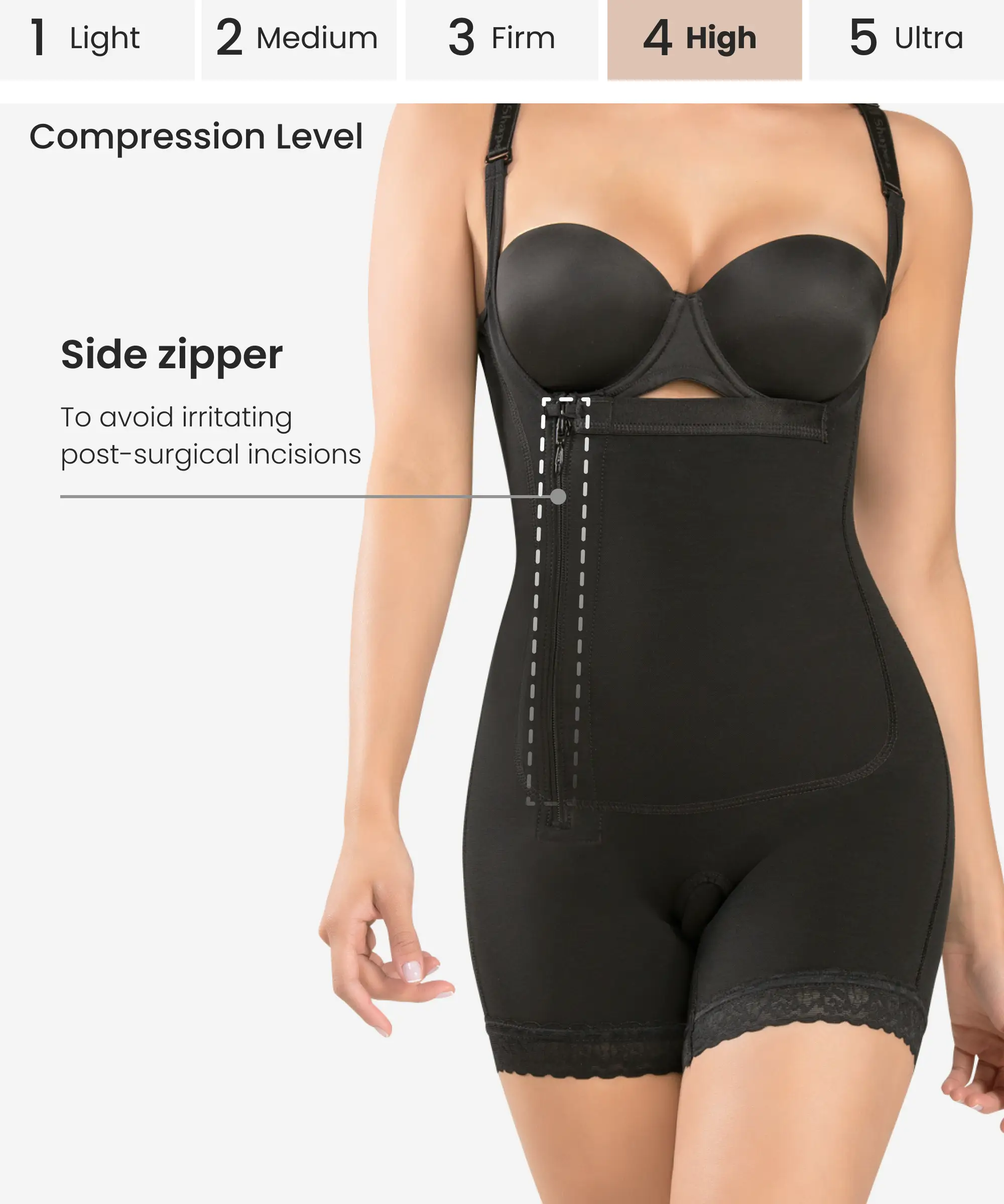 Braless Compression Bodysuit Body Shaper- 435 Style