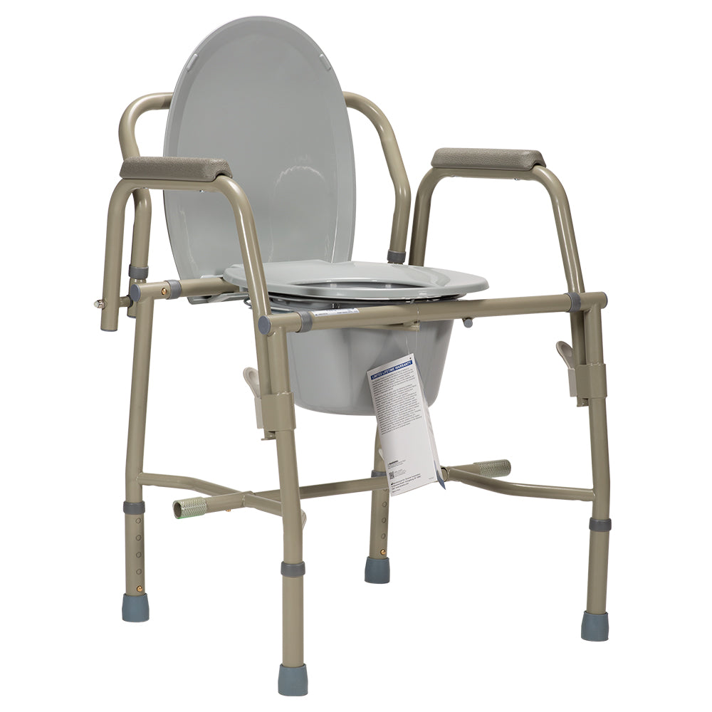 Dynarex Drop-Arm Folding Commode - Steel