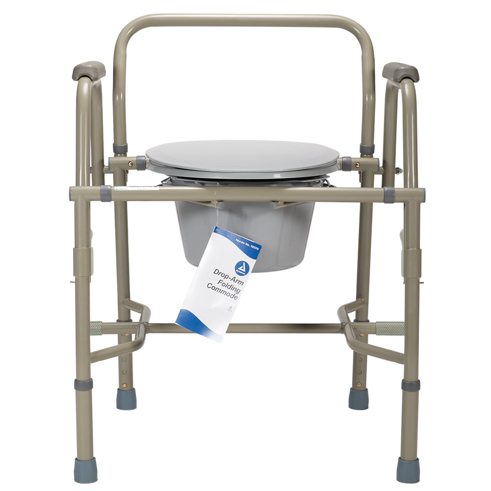 Dynarex Drop-Arm Folding Commode - Steel