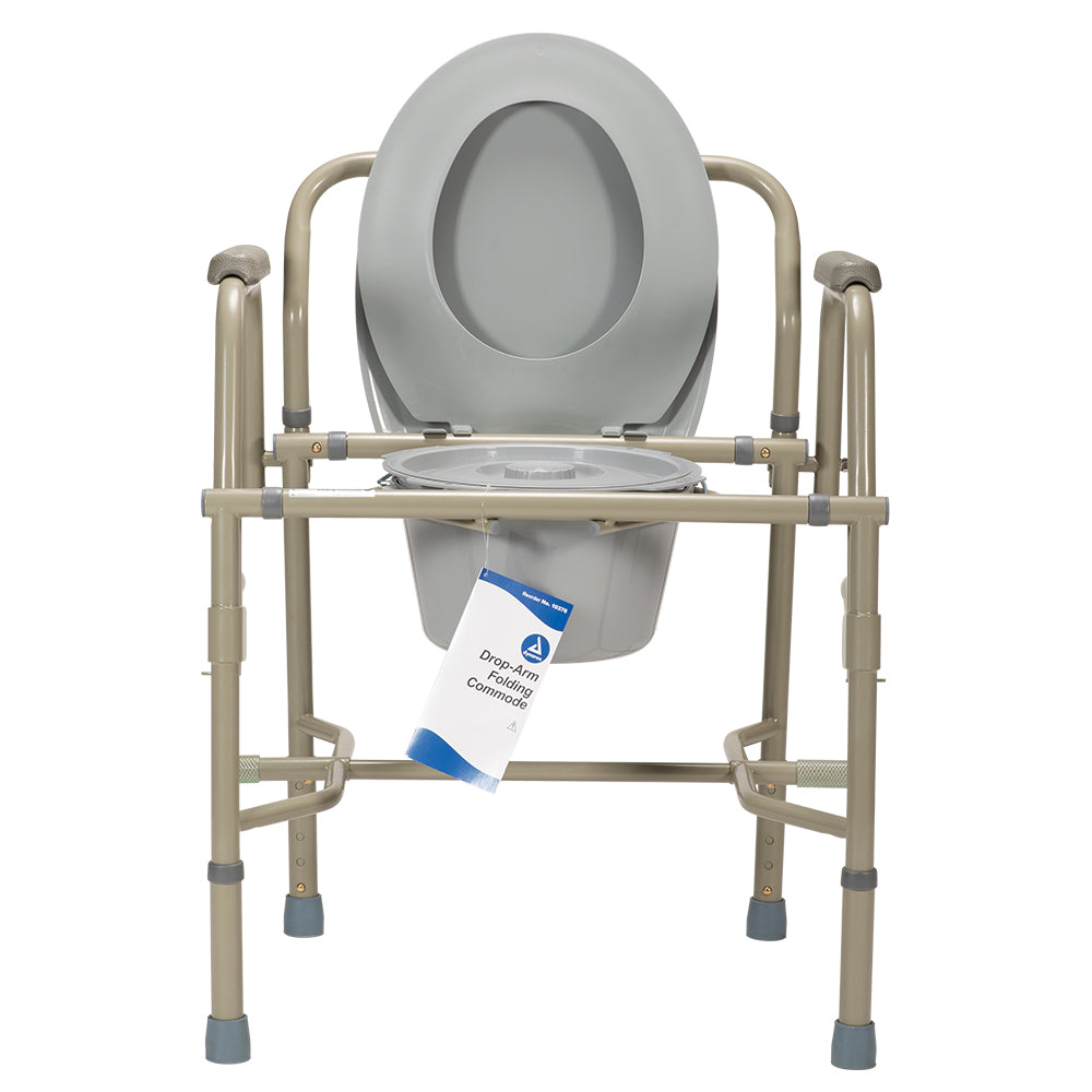 Dynarex Drop-Arm Folding Commode - Steel