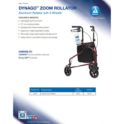 DynaGo Quad 6 - Aluminum Rollator with 6" Wheels