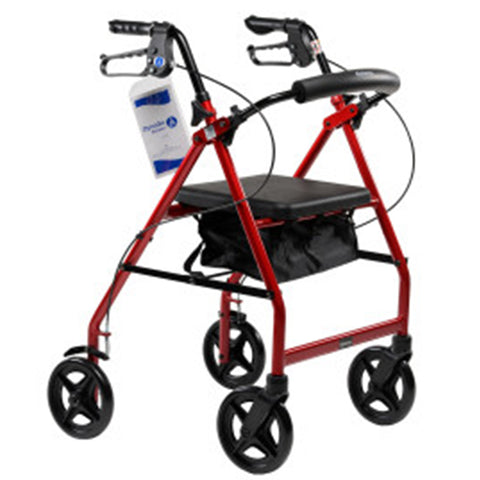 DynaGo Quad 8 - Aluminum Rollator with 7.5" Wheels - Red