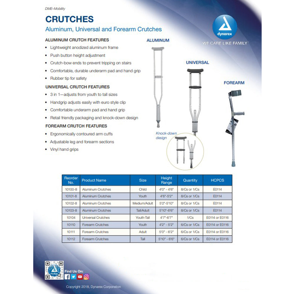 Dynarex Adjustable Forearm Crutches