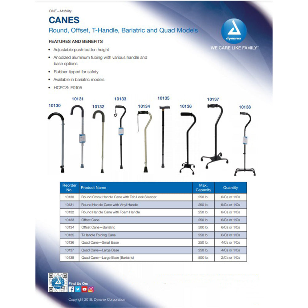 Dynarex Round Handle Cane for Adult