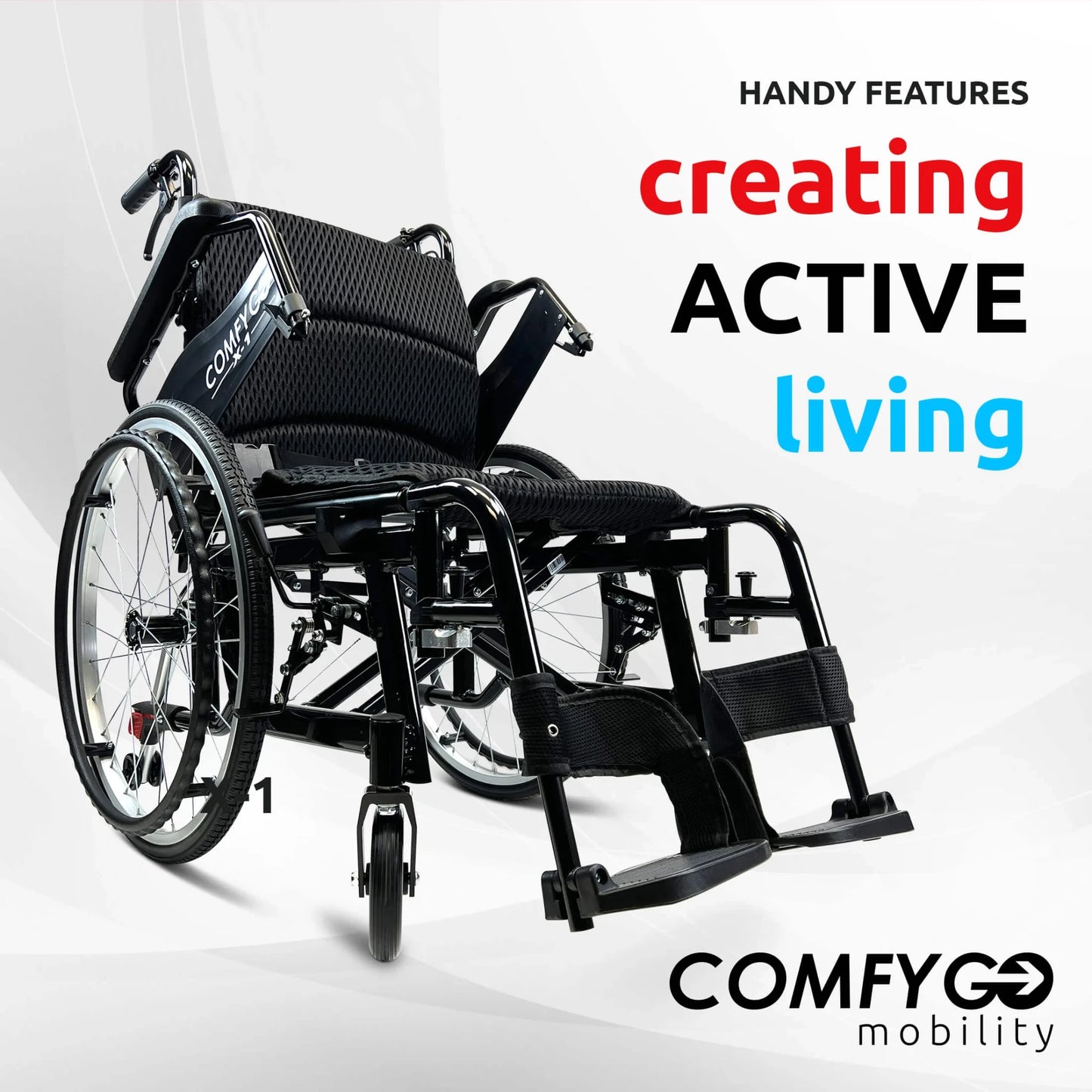 ComfyGO X-1 Manual Lightweight Wheelchair (17.5" Wide Seat)
