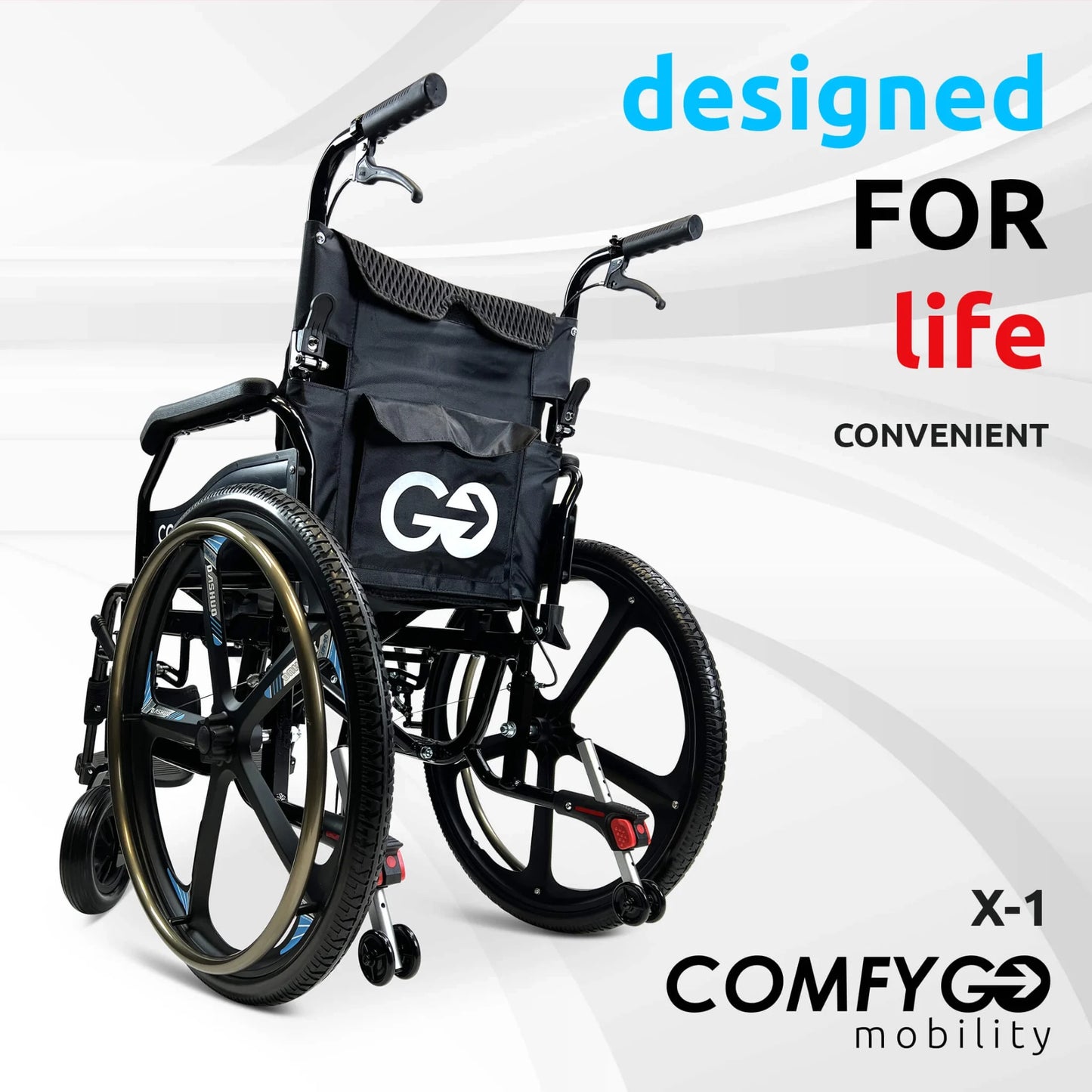 ComfyGO X-1 Manual Lightweight Wheelchair (17.5" Wide Seat)