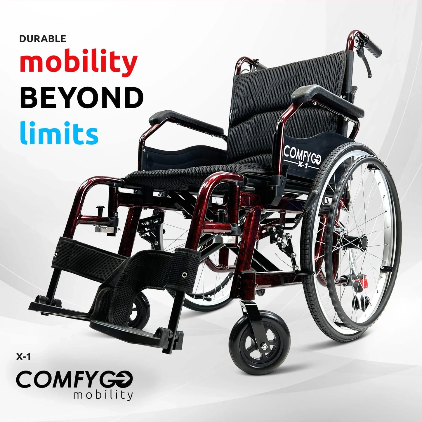ComfyGO X-1 Manual Lightweight Wheelchair (17.5" Wide Seat)