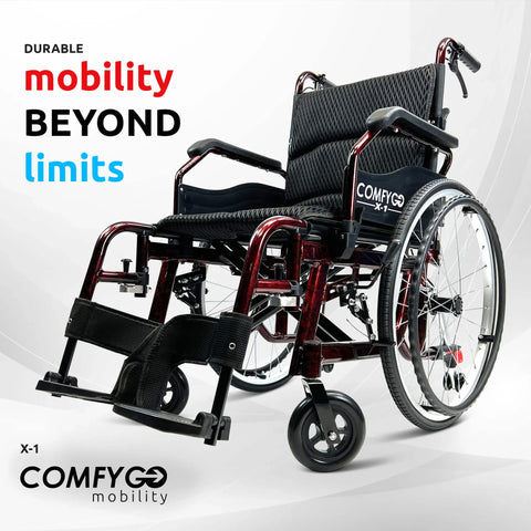 X-1 ComfyGO Manual Lightweight Wheelchair (17.5ƒ?? Wide Seat)