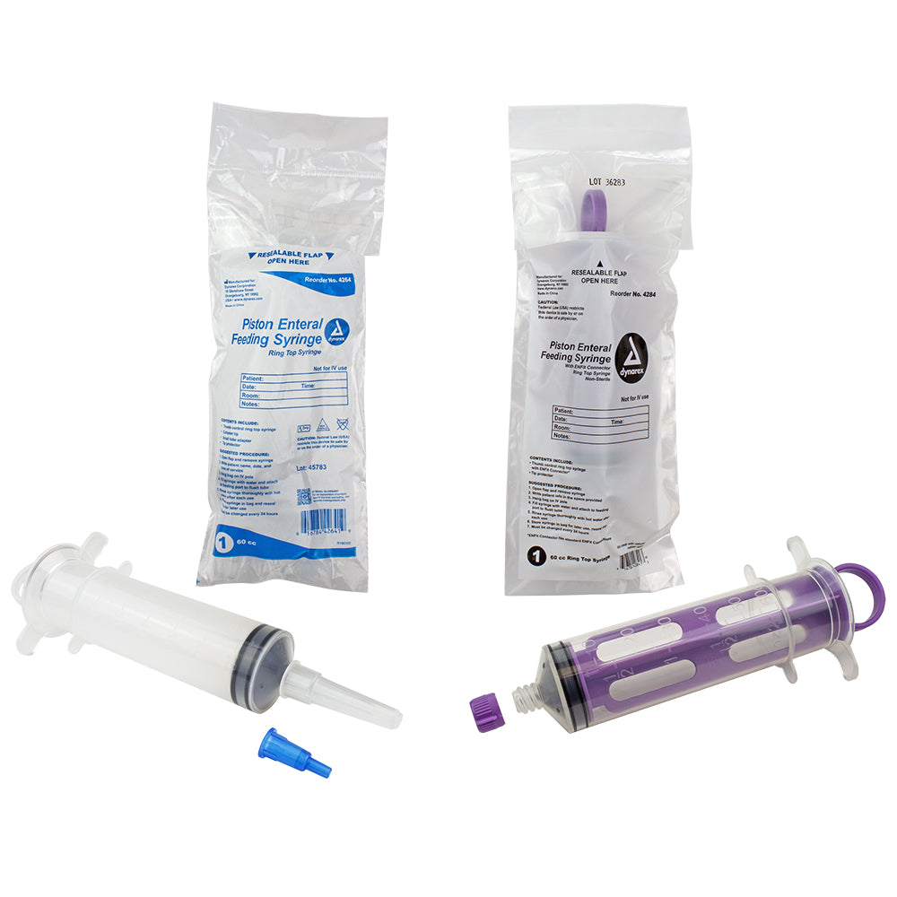 Enteral Feeding Piston Syringe w/ ENFit connector 60cc - Non-Sterile